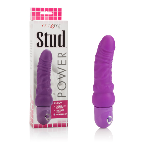Waterproof Power Stud Curvy Dong - Purple  5