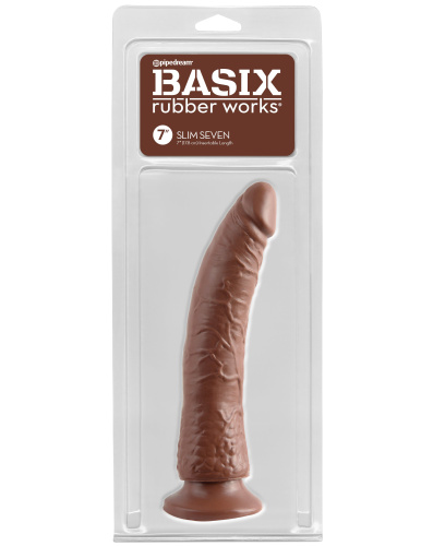 Basix Rubber Works - Slim 7 Inch With Suction Cup - Brown  2