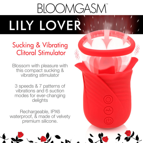 Lily Lover Sucking and Vibrating Clitoral  Stimulator- Red  5