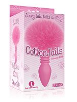 The 9's Cottontails Silicone Bunny Tail Butt Plug  - Ribbed Pink