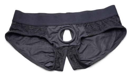 Lace Envy Black Crotchless Panty Harness - L/xl  2