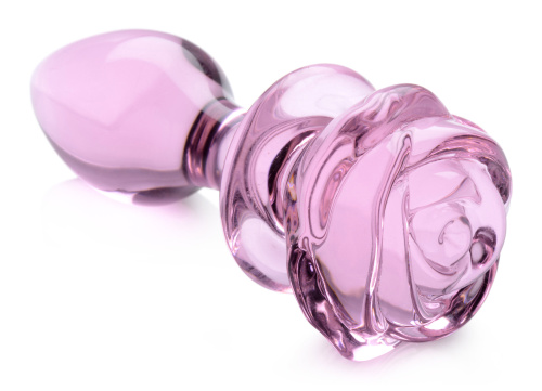 Pink Rose Glass Anal Plug - Medium  5