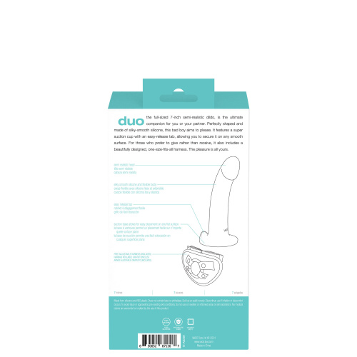 Duo Semi-Realistic Dildo With Harness -  Turquoise/black  3
