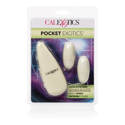 Glow-in-the-Dark Pocket Exotics Vibrating Glowing Double Bullets  3