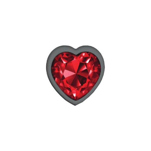 Deep Red Heart Gem Gunmetal Metal Plug - Md  3