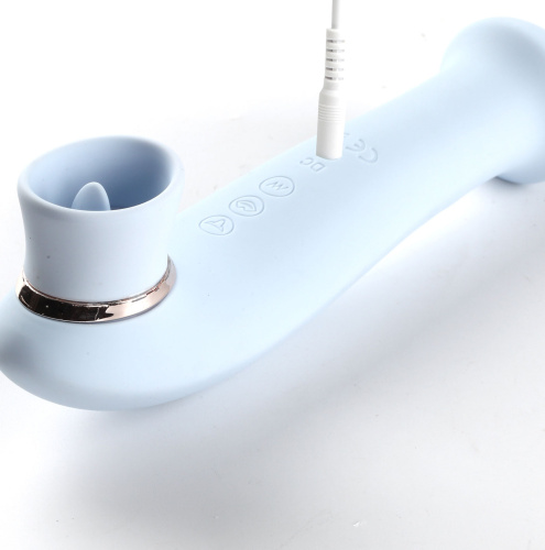 Destiny 15-Function Rechargeable Vibrating - Suction Wand - Blue  2