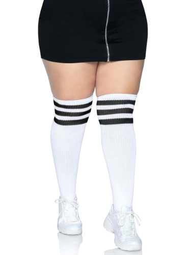 Over the Knee Athletic Socks - 1x/2x - White/black  3