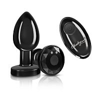 Vibrating Gunmetal Metal Remote Plug - Medium
