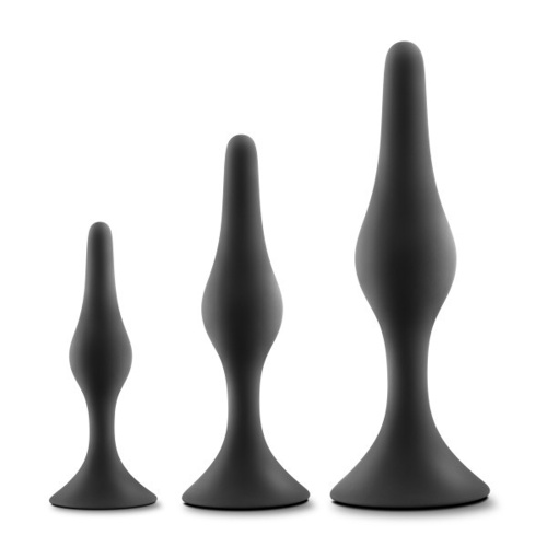 Anal Adventures Platinum - Silicone Beginner Plug  Kit - Black  5