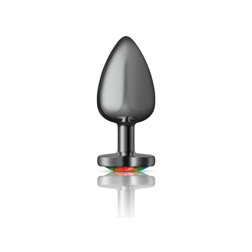 Cheeky Charms-Gunmetal Metal Butt Plug- Heart-Rainbow-Large  4