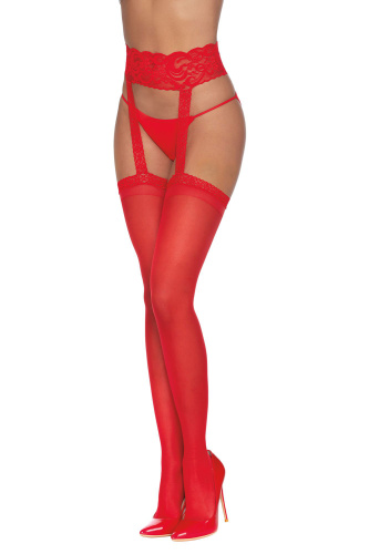 Pantyhose With Garters - One Size - Red  2