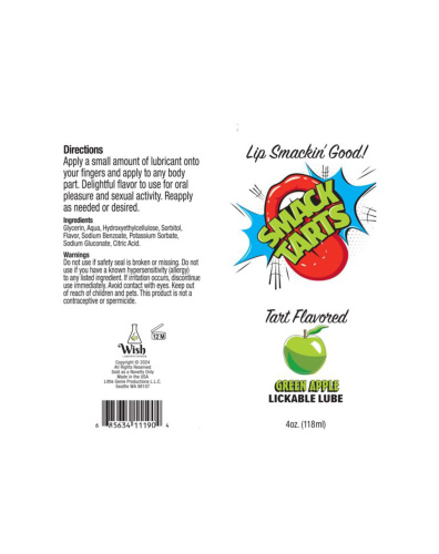 Smack Tarts 4oz Lickable Flavored Lubricant - Green Apple  2
