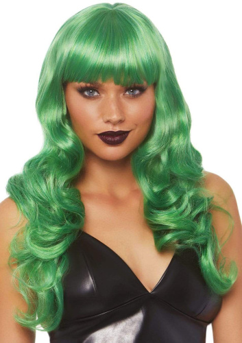24 Inch Misfit Long Wavy Bang Wig - Green  2