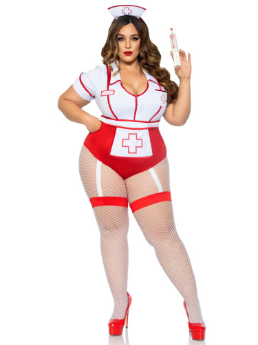 Plus Nurse Feelgood Sexy Costume - 1x/2x - White / Red  5