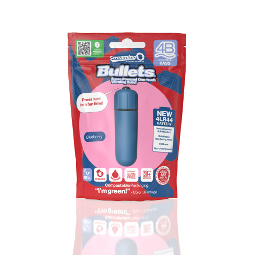 Screaming O 4b - Bullet - Super Powered One Touch  Vibrating Bullet - Blueberry  3