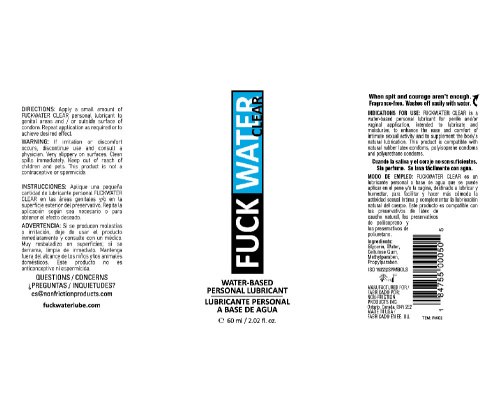 Fuck Water Clear 2oz Water Based Lubricant  2