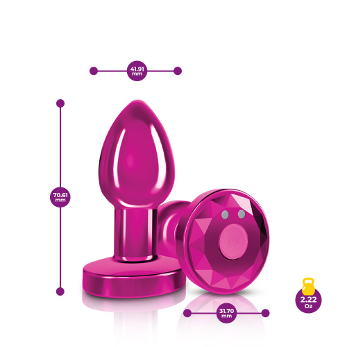 Vibrating Pink Metal Remote Plug - Small  4