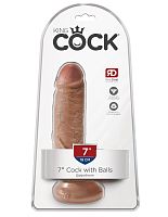 King Cock 7 Inch Cock With Balls - Tan