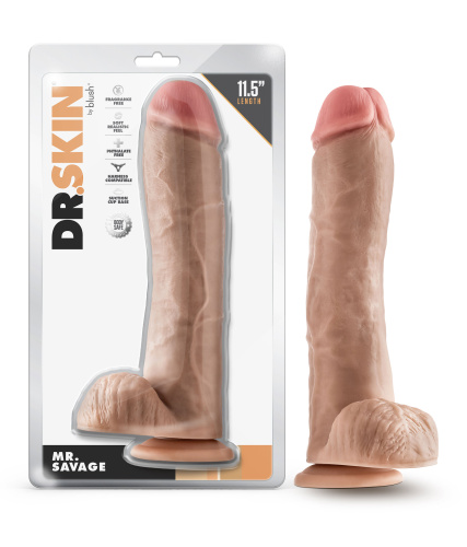 Dr. Skin - Mr. Savage - 11.5 Inch Dildo With Balls - Beige  3
