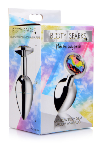 Rainbow Prism Gem Anal Plug - Medium  2