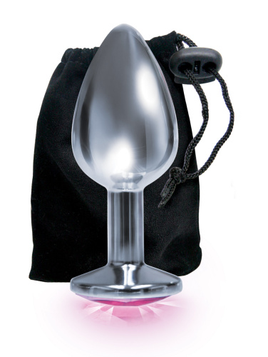 The 9's the Silver Starter Bejeweled Stainless  Steel Plug - Pink  4