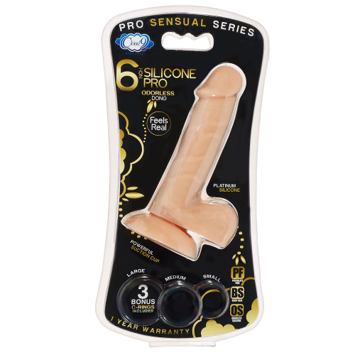 Pro Sensual Premium Silicone 6 Inch Dong With 3  Cockrings - Flesh  3