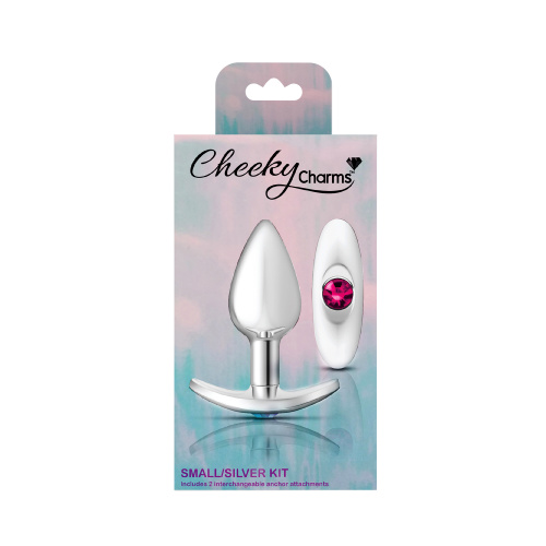 Silver Anchor Buttplug Kit - Clear Iridescent/pink