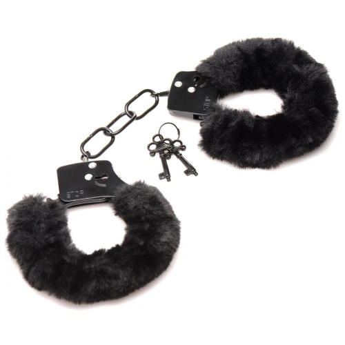 Cuffed in Fur Furry Handcuffs - Black  3