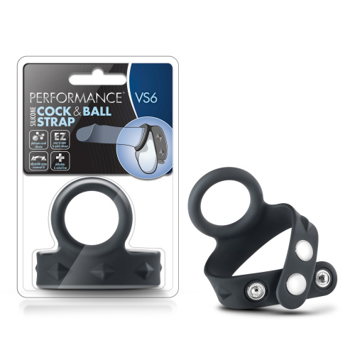 Performance - Vs6 - Silicone Cock & Ball Strap - Black  2