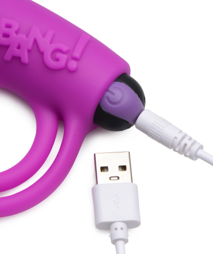 Bang - Silicone Cock Ring and Bullet With Remote Control - Purple  4