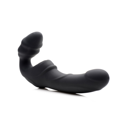 Slim Rider Ribbed Vibrating Silicone Strapless Strap-On  3