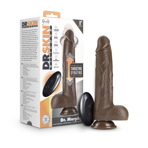 Dr. Skin Silicone - Dr. Murphy - 8 Inch Thrusting  Dildo - Chocolate  4