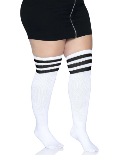 Over the Knee Athletic Socks - 1x/2x - White/black  2