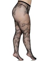 Butterfly Net Tights - 1x/2x - Black
