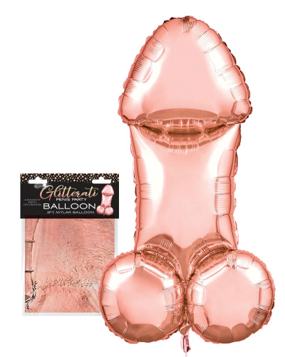 Glitterati Penis Party Balloon - Rose Gold  2