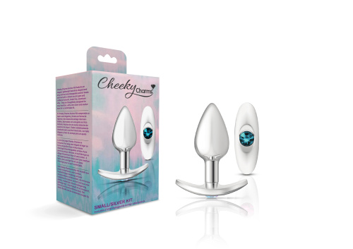 Cheeky Charms-Silver Metal Butt Plug Kit- Clear/teal  5