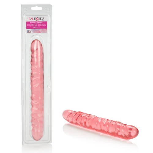 Translucence 12 Inches Veined Double Dong - Pink  4