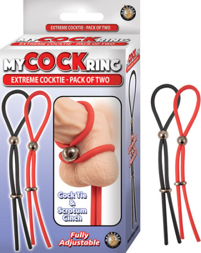 My Cockring Extreme Cocktie-Pack of Two - Black/ Red