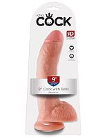 King Cock 9-Inch Cock With Balls - Flesh