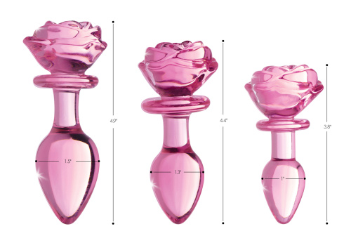 Pink Rose Glass Anal Plug - Small  4
