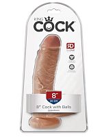 King Cock 8 Inch Cock With Balls - Tan