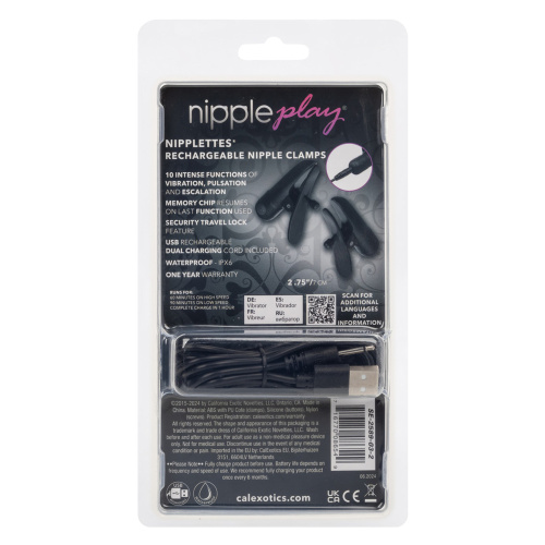 Nipple Play Nipplettes Vibrating Nipple Clamps Black Rechargeable  4