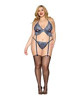 Bustier and G-String - One Size Queen - Blue
