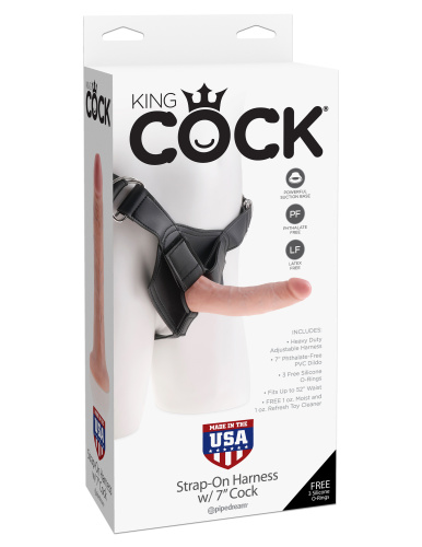 King Cock Strap on Harness With 7 Inch Cock - Flesh  5