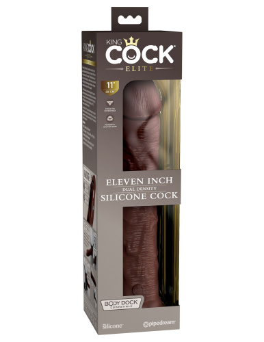 King Cock Elite 11 Inch Silicone Dual Density Cock - Brown  2