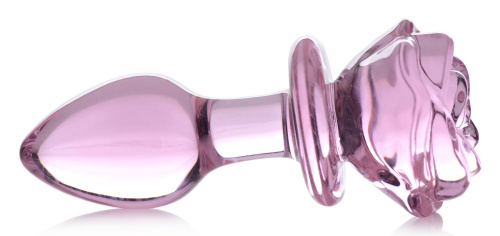 Pink Rose Glass Anal Plug - Medium  4