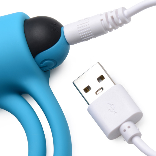 Bang - Silicone Cockring and Bullet With Remote Control - Blue  3