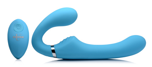10x Mighty Rider Vibrating Strapless Strap-on - Blue  2