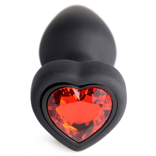 28x Silicone Vibrating Red Heart Anal Plug With Remote - Small  3