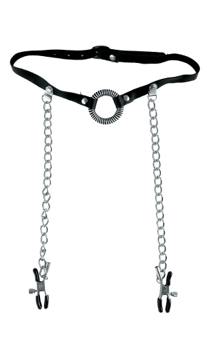 Fetish Fantasy Series O-Ring Gag With Nipple Clamps  2